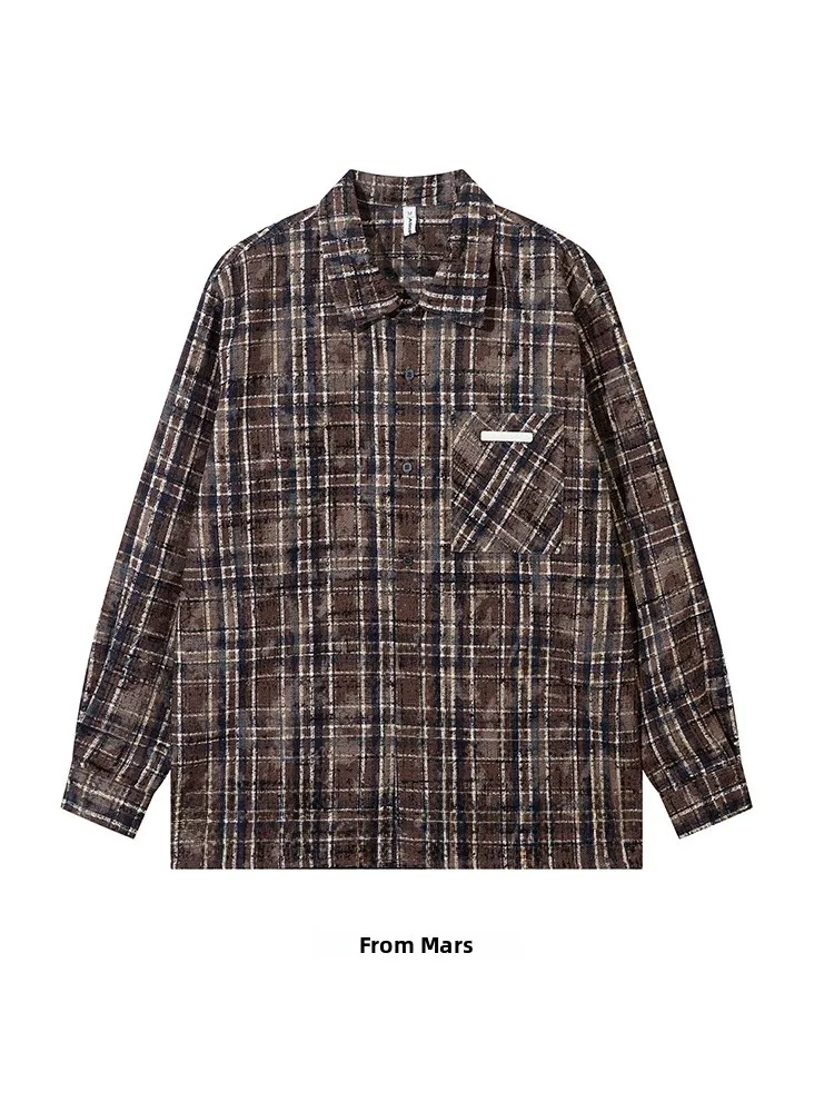 

Loose Fit Plaid Long Sve irt Vintage Japanese Sle Casual ex irt from One Size Fits All Youthful Trend