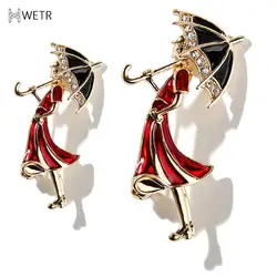 Girl Wearing Umbrella Brooches For Enamel Cartoon Brooch Pins Fashion Jewelry Accessories Broach