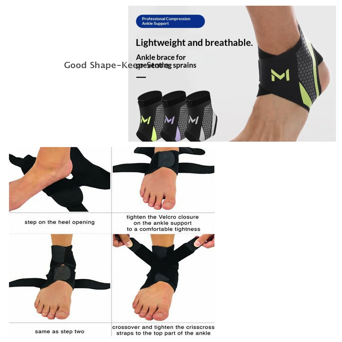 1Pc Ultra-thin Ankle Brace Strap Compression Stabilizes Tendons Motion Ankle Fixation Brace Prevents Anti sprain foot protection