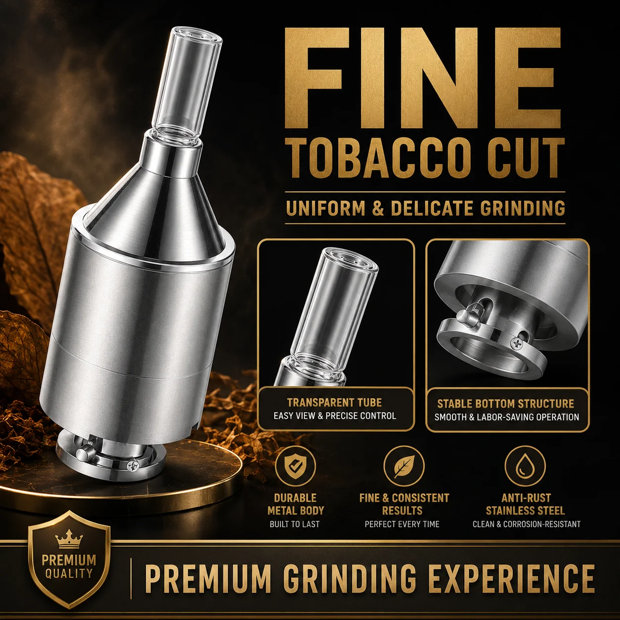 56mm Large Hand Metal Powder Grinder Hand Crank Spice Funnel Food Container Tool Manual Herb Mill with Storage Jar Fine Powder Maker for Kitchen Cooking Baking Seasoning Coffee Tea Nuts Portable Durable Easy Clean Grinder Accessory Set Pack view 5