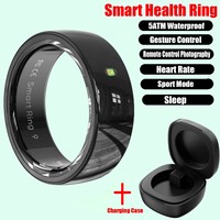 NFC Ceramic Smart Ring with Charging Case for Men Women, Health Sleep Monitor,5ATM Waterproof,Multi-sport Mode for Android IOS