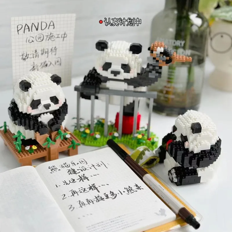 Panda Huamenglan Building Block Toys for Children, National Treasure, Tabletop Display, Puzzle, Micro-Particle