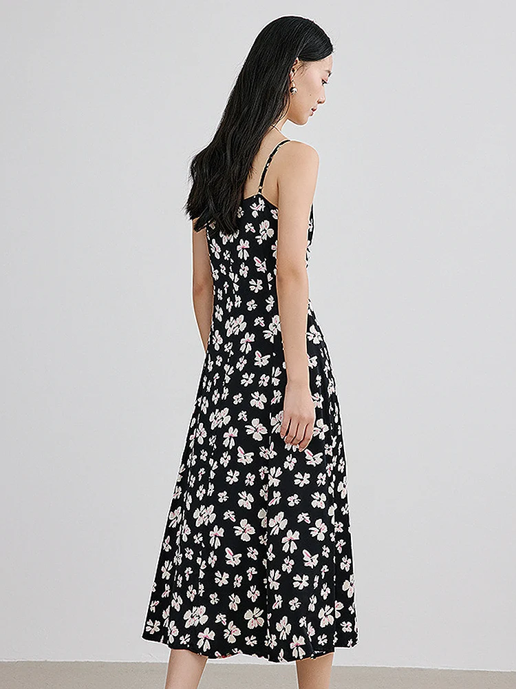 

Floral Print Summer Dress 2026YSING YLY41402210 Women's Casual V-neck A-line Midi Dress Belted Waist Sleeveless Commute Style