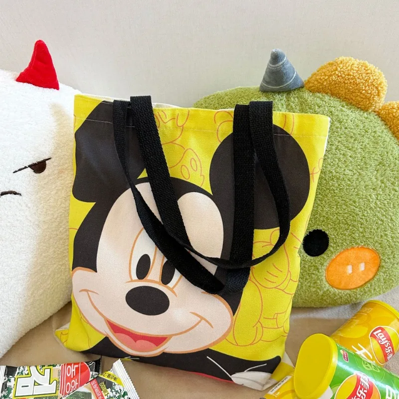 Disney Mickey Mouse Canvas Summer New Style Student Girls Shoulder Large Capacity Handbag Versatile Art Crossbody Bag