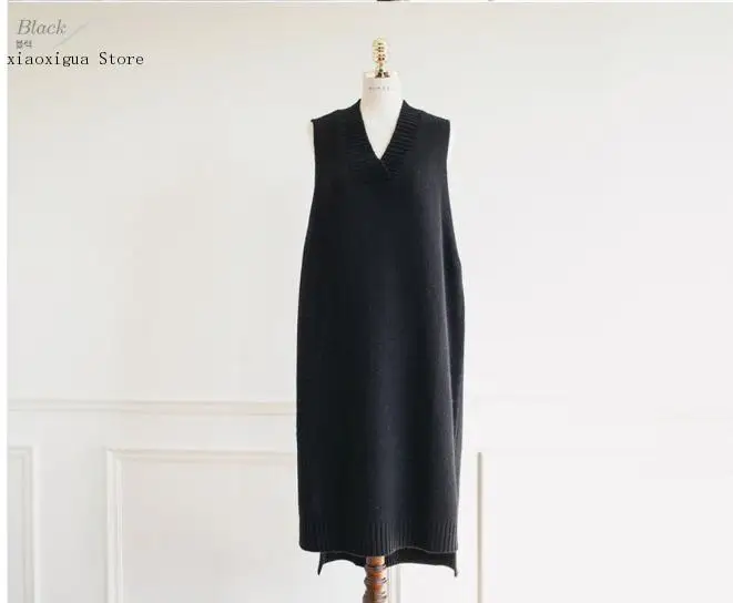 Women Clothing Loose Sleeveless Sweater Dress Female Vest Sweaters Knitting Vest Long Knitted Wool Oversize Pullover