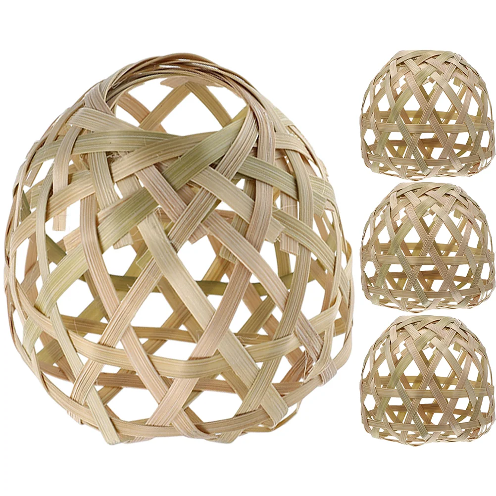 4 Pcs Decorate Bamboo Lampshade Globe Ceiling Light Fixture Rattan Chandelier Shades Weaving Bulb Cover