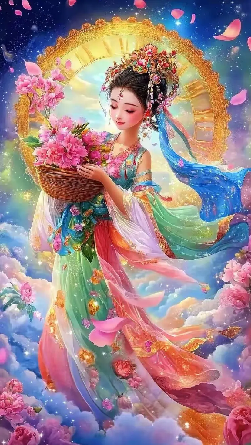 9CT 14CT Flowers Showered by the Fairy Needlework,DIY Living Room Printed Cross Stitch,Set For Embroidery Kit Cotton Threads