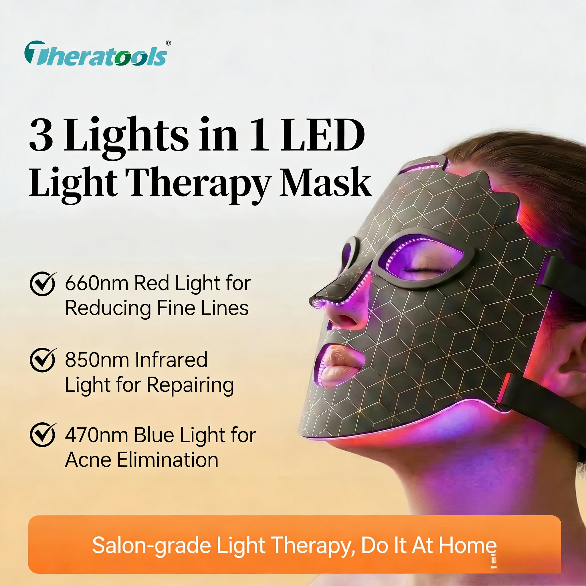3 Colors Silicone LED Face Mask LED Red Light Photon Infrared Therapy Flexible Facial Mask Repair Skin Brighten Skin Tone