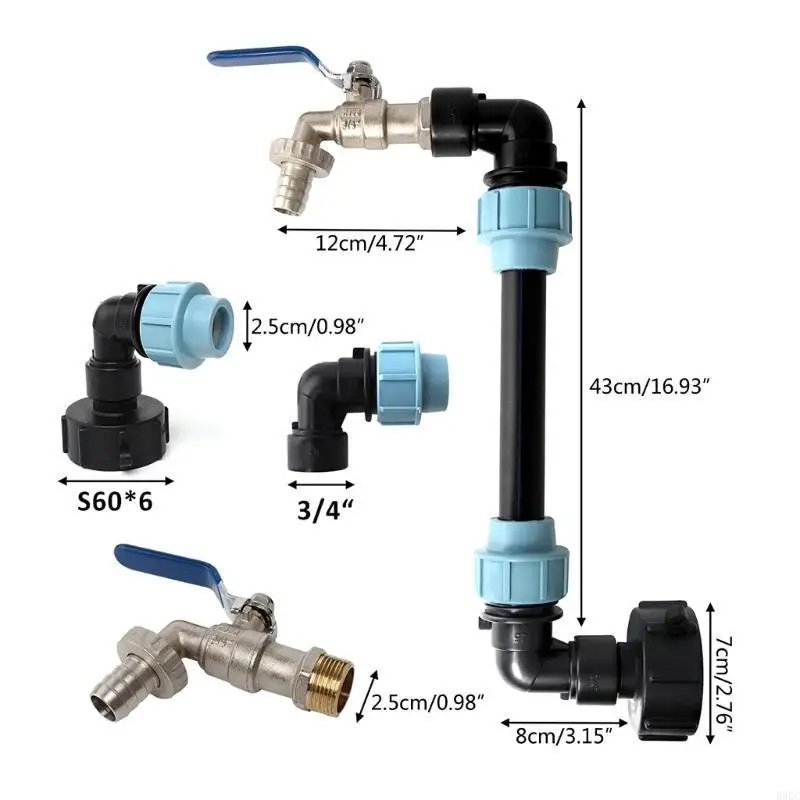 B0KC Gooseneck Outlet Tap Adapter Container Adapter для воды IBC 3/4 дюйма Tap