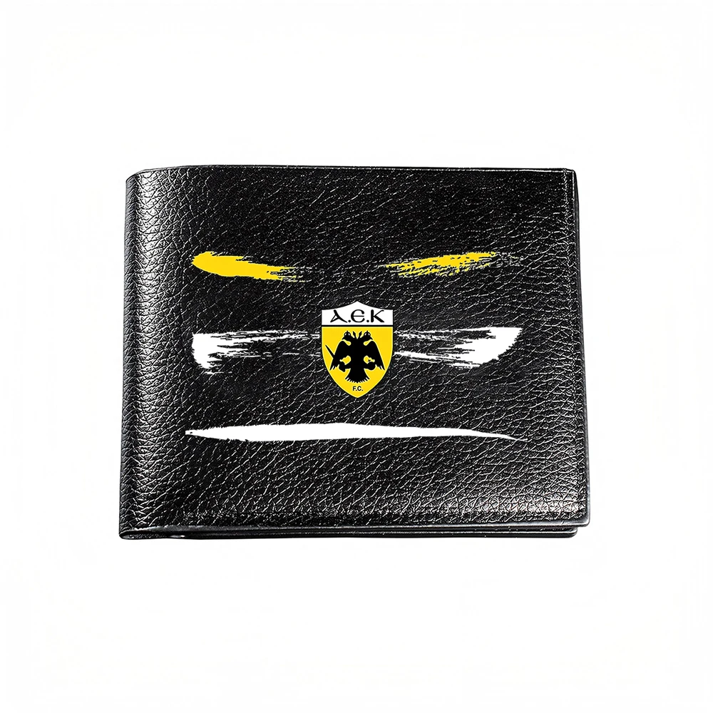 Black Wallet Yellow White Brush Strokes Shield Emblem C K Letters Eagle Design Casual Business Style
