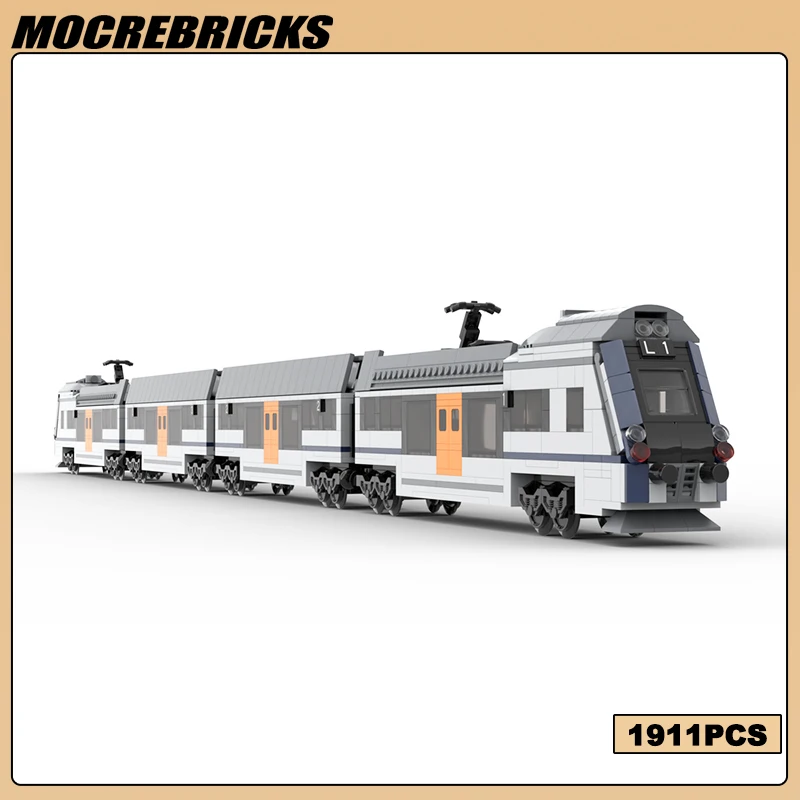 City Railway Trains Technical Motorized Locomotive MU-01 Passenger Train Building Blocks Model DIY Puzzle Bricks Toys Kid's Gift