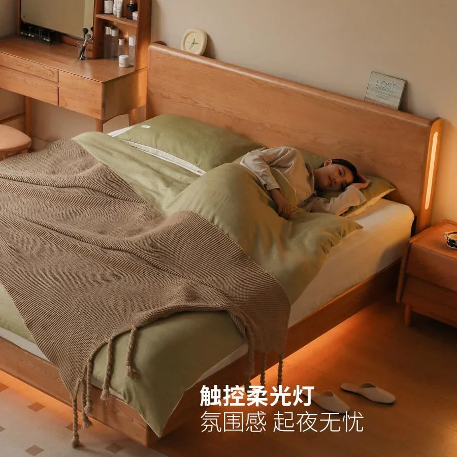 All solid wood box storage bedroom cherry wood luminous galaxy suspension bed log wind double