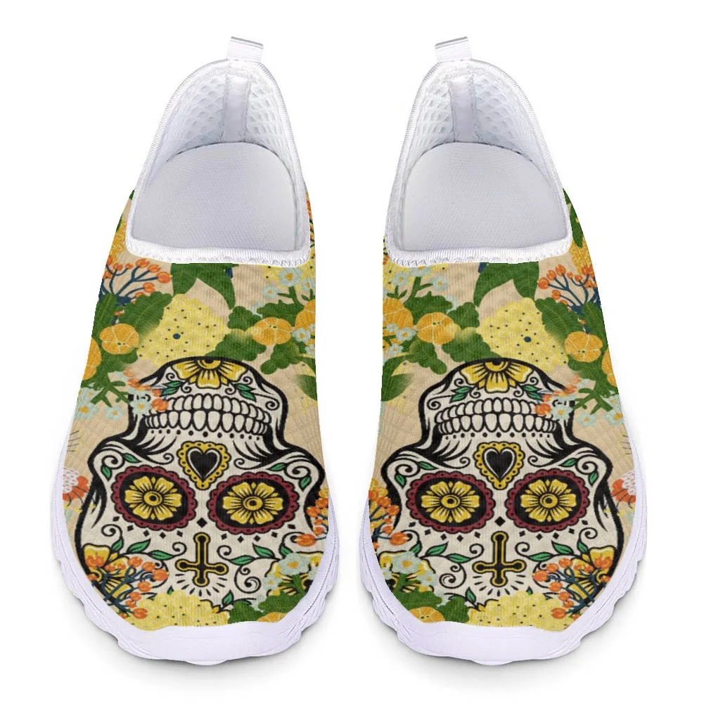 2022 Creative Skull Print Ladies Flat Shoes Breathable Lightweight Ladies Summer Outdoor Sports Shoes Casual Sneakers