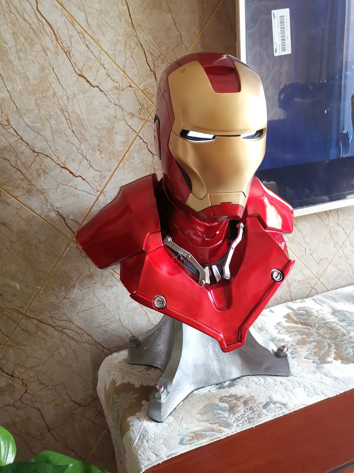 54cm 1/1 Ironman Iron man MK3 Mark 3 Head bust Portrait With LED Light GK Figure statue Collectible Model home decoration gift