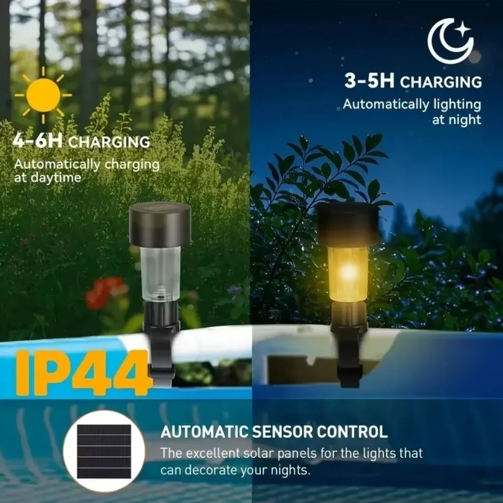 6pcs Fence Decor Waterproof Solar Pool Light Solar Powered LED Pool Fence Light Swimming Pool Light Outdoor Pool