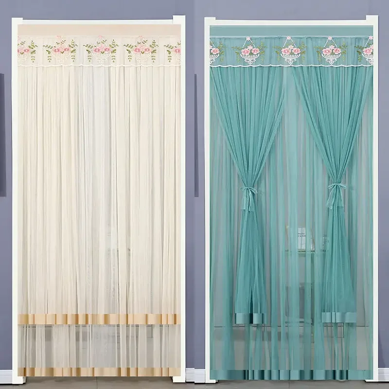 Anti-Mosquito and Insect-proof Lace Partition Curtain Anti-fly Curtain Kitchen and Bedroom Decorative Door Curtain, 1PC