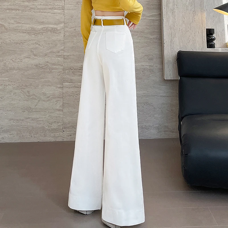 Zomermode dames witte jeans casual hoge taille baggy jeans elegante dames wijde pijpen broek broek vintage kleding