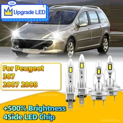 LED 자동차 헤드라이트 180W 강력한 전구, 플러그 앤 플레이, 푸조 307 2007 2008 자동 램프, H7 H1 6000K, 2 개, 4 개