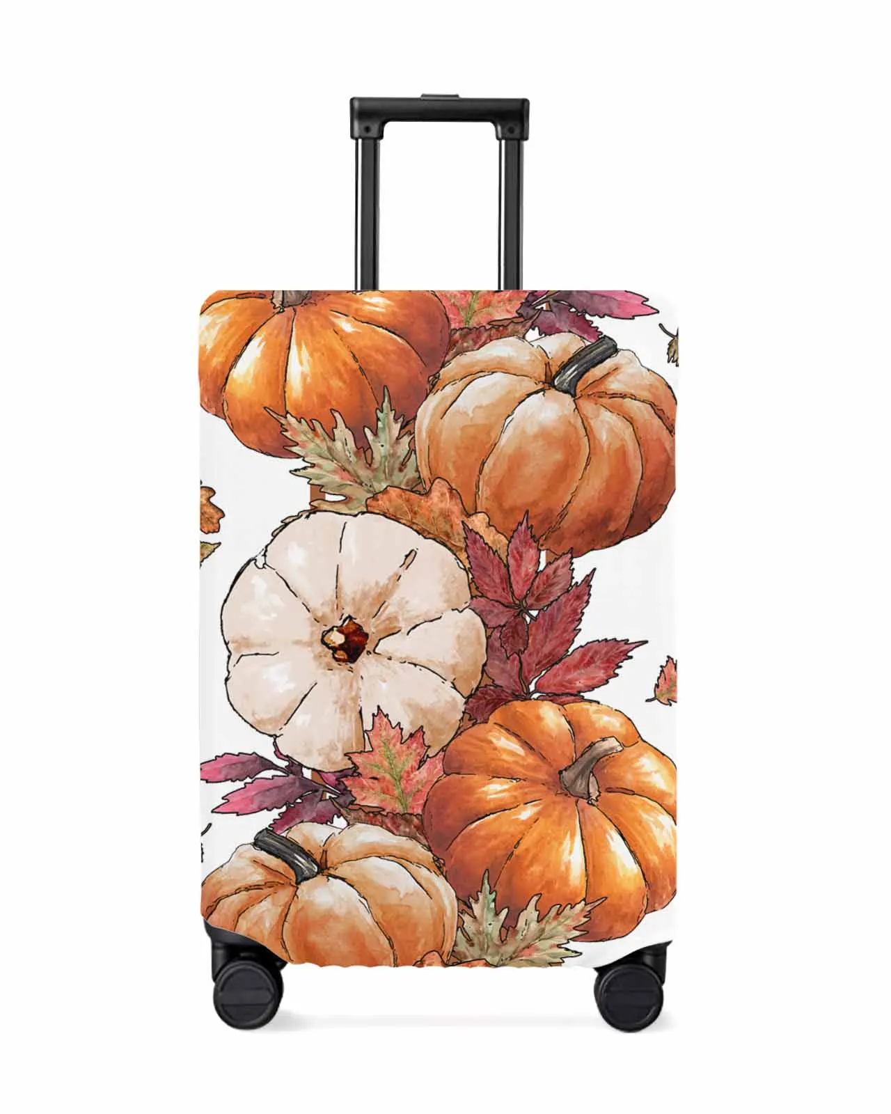 Autumn Thanksgiving Pumpkin Maple Leaves Elastic Baggage Cover For 18-32 Inch Suitcase Case Dust Cover Travel Accessories