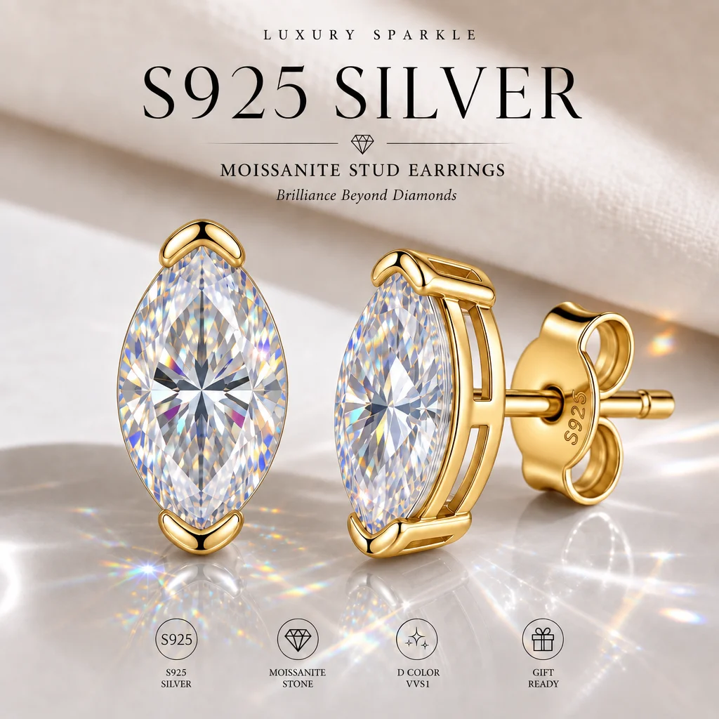 S925 Sterling Silber Strahlende Form 3EX Schliff Zertifizierter 2,0ct Moissanit Damen-Ohrringe Party-Schmuck Geschenke Mit GRA-Zertifikat – Detail 4