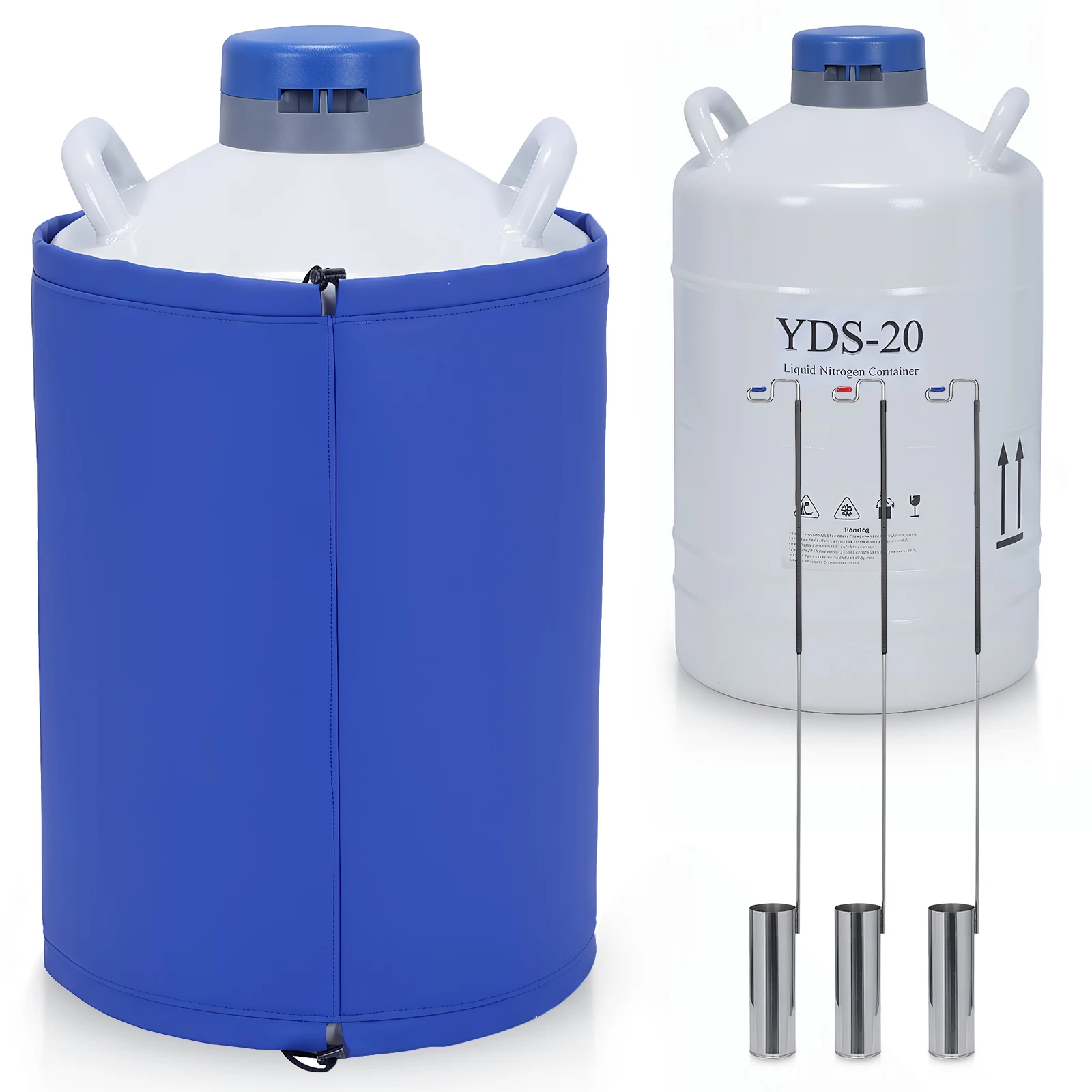 

20L Aluminum Alloy Liquid Nitrogen Container with 3 Canisters & Carry Bag Aluminum Dewar Vessel for Scientific Beauty Industry