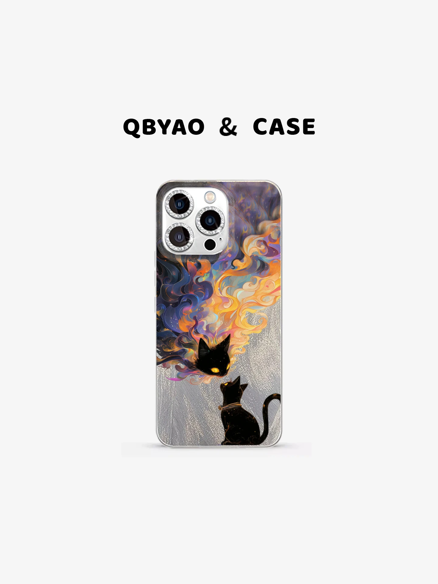 

Jiabeiyao Silicone Phone Case Full Cover with Chain Anti-Fall Creative Cartoon Black Design for 16Promax Eco-Friendly