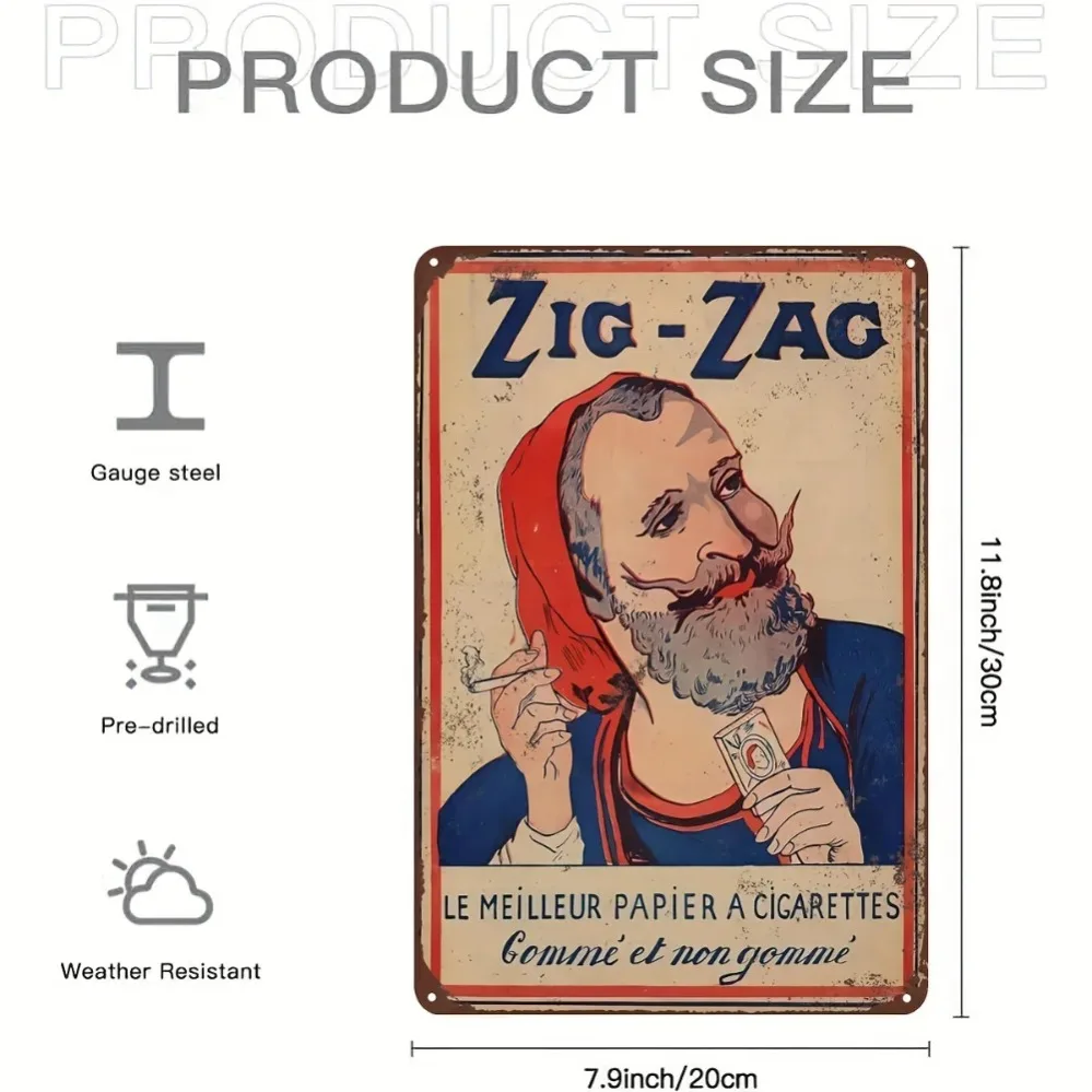 Vintage Zig-Zag Wall Art | Retro Geometric Sign for Home, Kitchen | Bar Decor (Weather-Resistant)