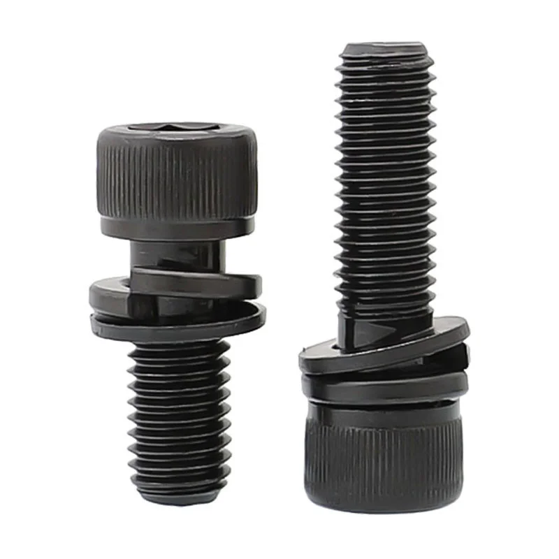 M3 M4 M5 M6 M8 M10 12 Schwarz Grade 12,9 Stahl Allen Hexagon Hex Buchse Kappe Kopf SEM Schraube Flache washer Frühling Dichtung Montieren Bolzen – Detail 3