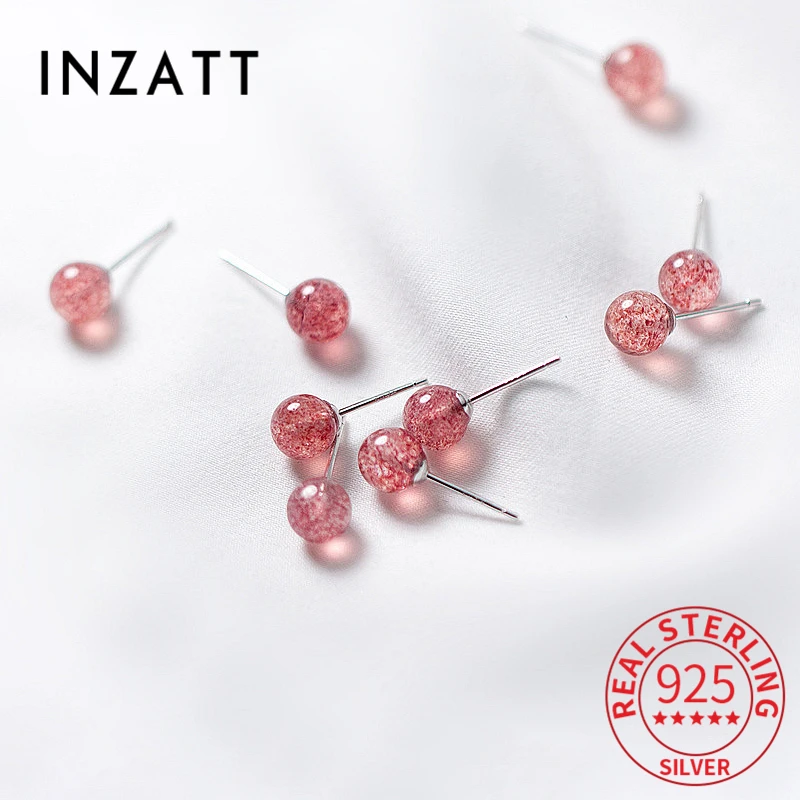 

Женские серьги-гвоздики с клубничным кристаллом, из серебра 925 пробы