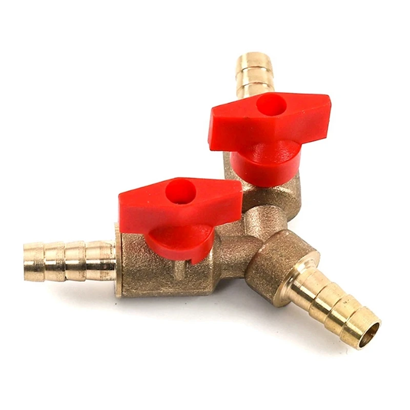 4Pcs 3 Way Shut Off Ball Valve / Valve Clamp Fitting Hose Barb Fuel Gas 8mm Brass Y Type Ball Valve for Garden Tool-A69M view 3