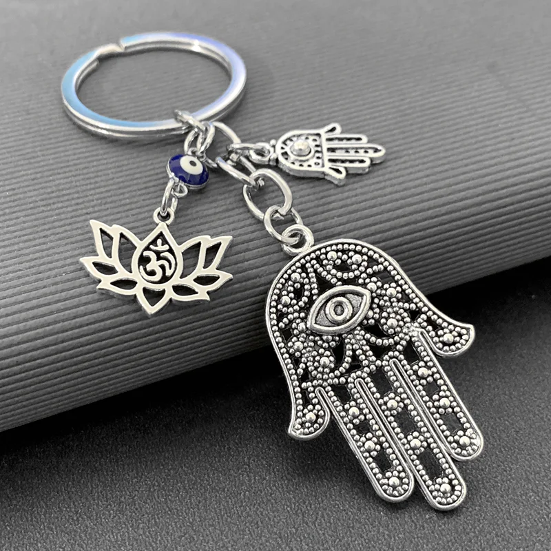 lucky-eye-alloy-fatima-hand-Слон-Кот-Сова-Древо-Жизни-Брелок-Синий-Турецкий-Брелок-Сглаза-Автомобильный-Брелок-Для-Мужчин-и-Женщин