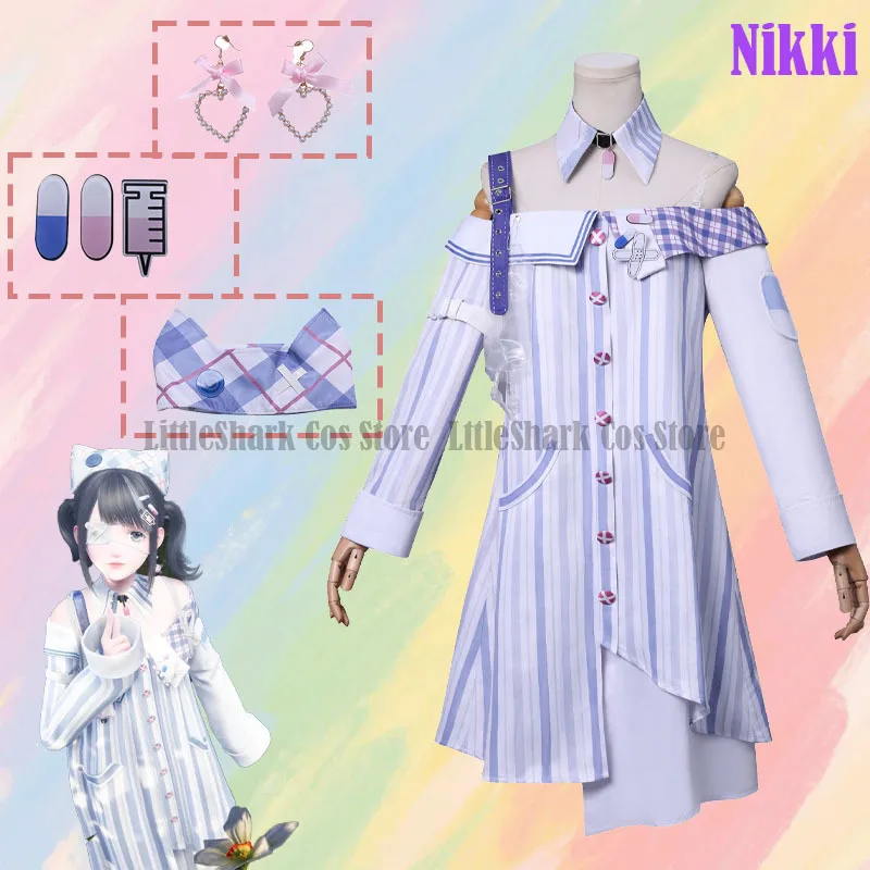 

Infinity Nikki Cosplay Costume Nikki Lolita Dress Nikki Maid Dress Patient Clothes Cute Christmas Halloween Role Play Uniform