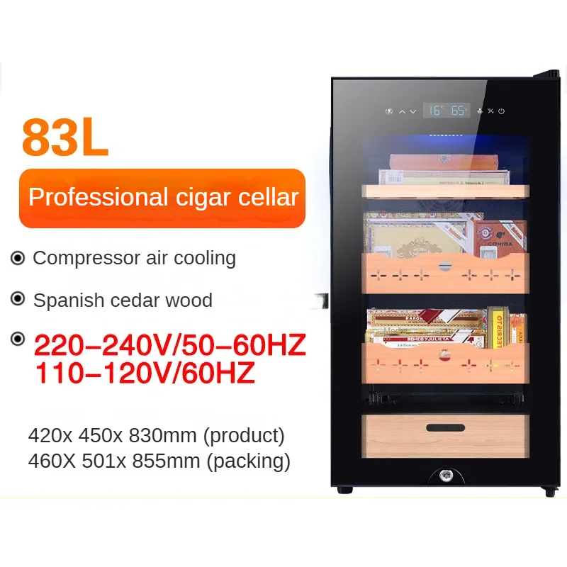 70l Best Cigar Cabinet Humidifier Compressor Cooling Led Light Cedar Wood Cigar Humidor Cabinet For Sale