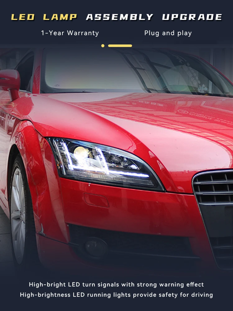 Headlights for Audi TT 2006-2014 LED Headlight Front Lamp DRL Turn Signal Projector Lens Bi Xenon Automotive Car Accessories