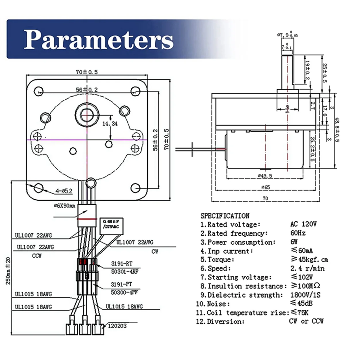 2.4 RPM Feed Motor for Most Pellet Stoves 812-4421 812-4420 PH-4421 for Quadra-Fire Heatilator CAB50 PS35