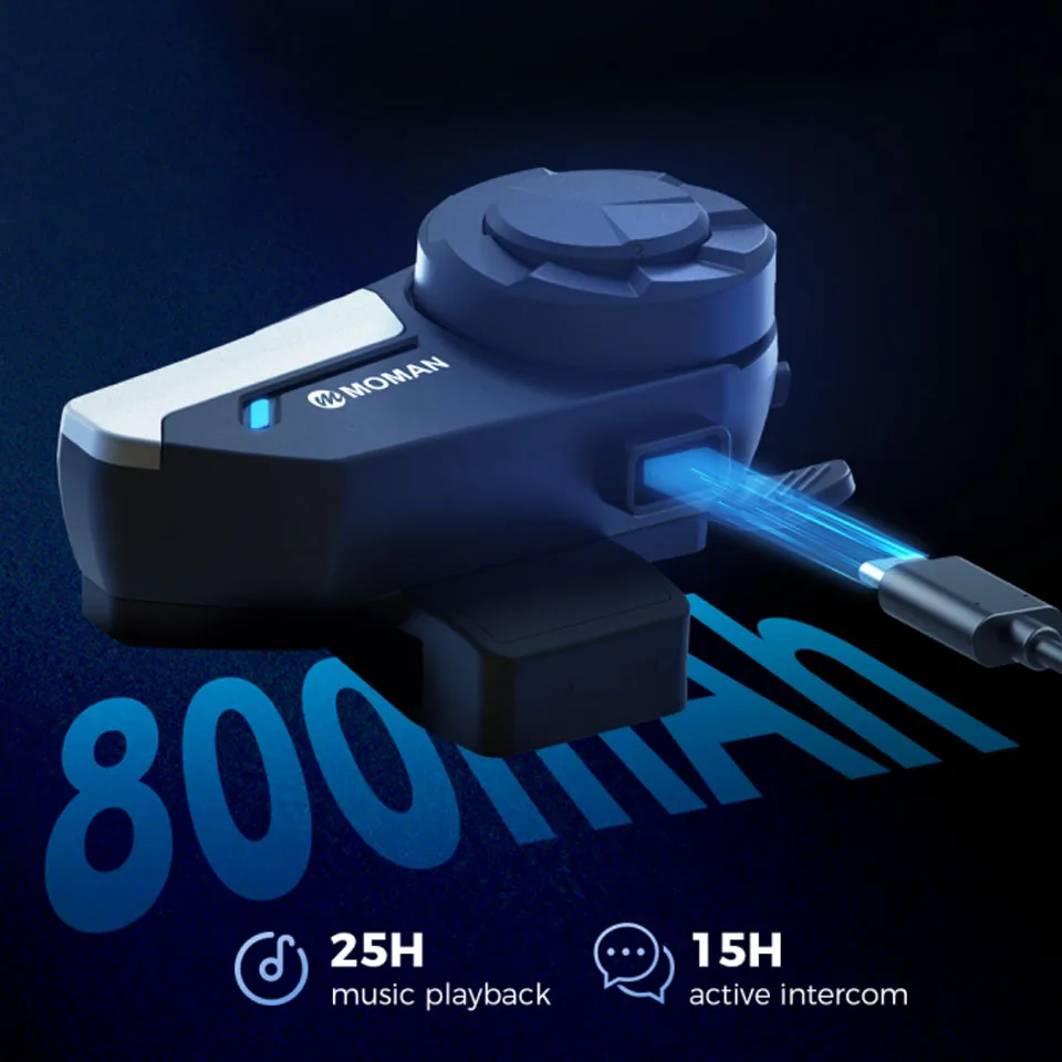 MOMAN H2S Helmet Intercom Wind-Noise-Cut Microphone Wireless Bluetooth Motorcycle Helmet Headse for Wind Rises