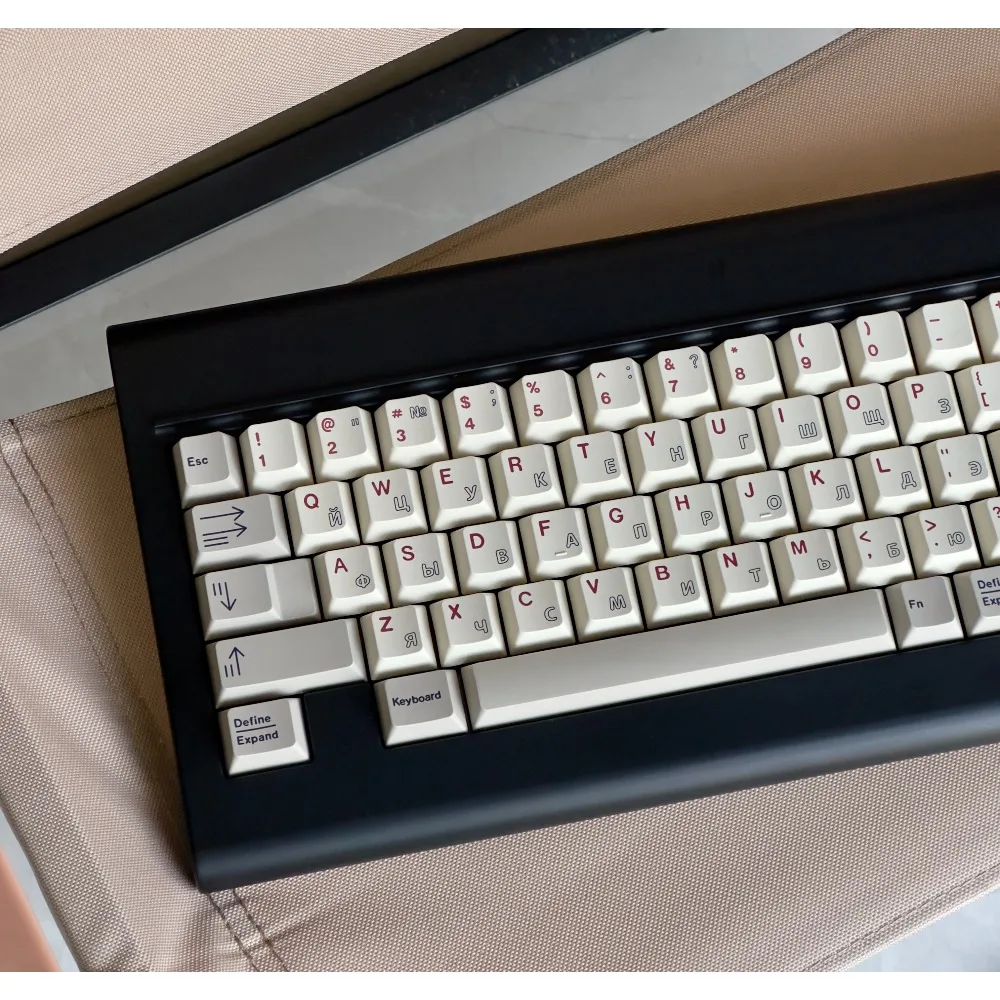 

Полые русские колпачки для клавиш в стиле ретро 6085, вишневый профиль, PBT, 145, передняя часть, игровой аксессуар, эргономичные колпачки для клавиш, механическая клавиатура