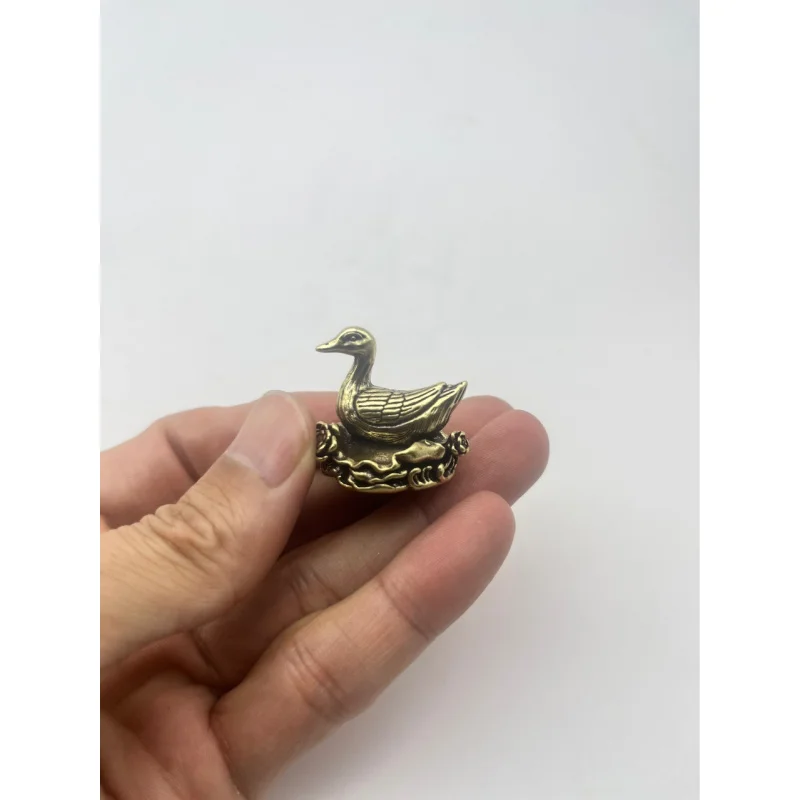 Distressed Antique Decorational Duck Solid Brass Office Desk Decoration Tea Ornaments Furnishings Bronze Crafts Collection
