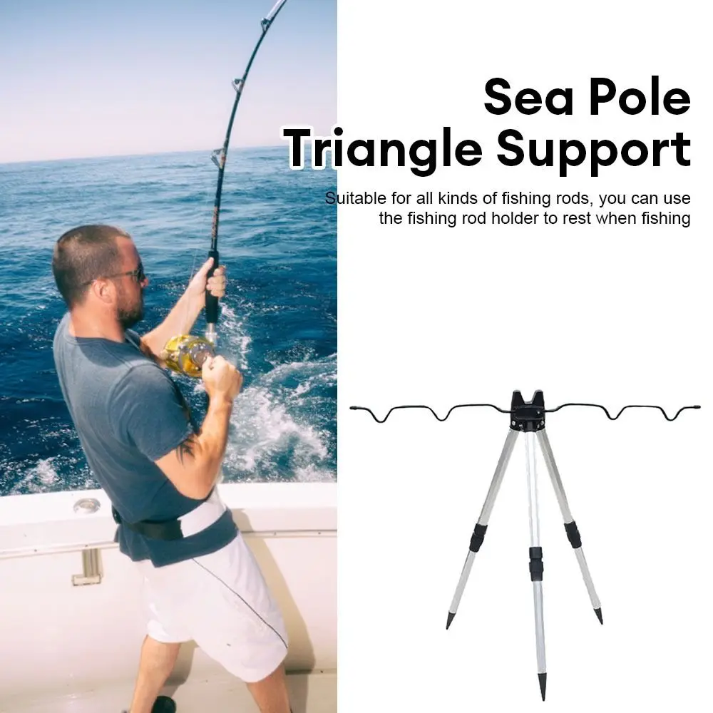 

Telescopic Sea Pole Support Frame Rest Base Load-Bearing Fishing Rod Bracket Aluminum Alloy Adjustable Fishing Tripod Stand