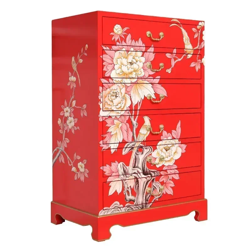 Новый китайский стиль, китайский красный шкаф с несколькими ведрами, шкаф из цельного дерева, декоративный шкаф для виллы, шкафчик для спальни, свадебной комнаты