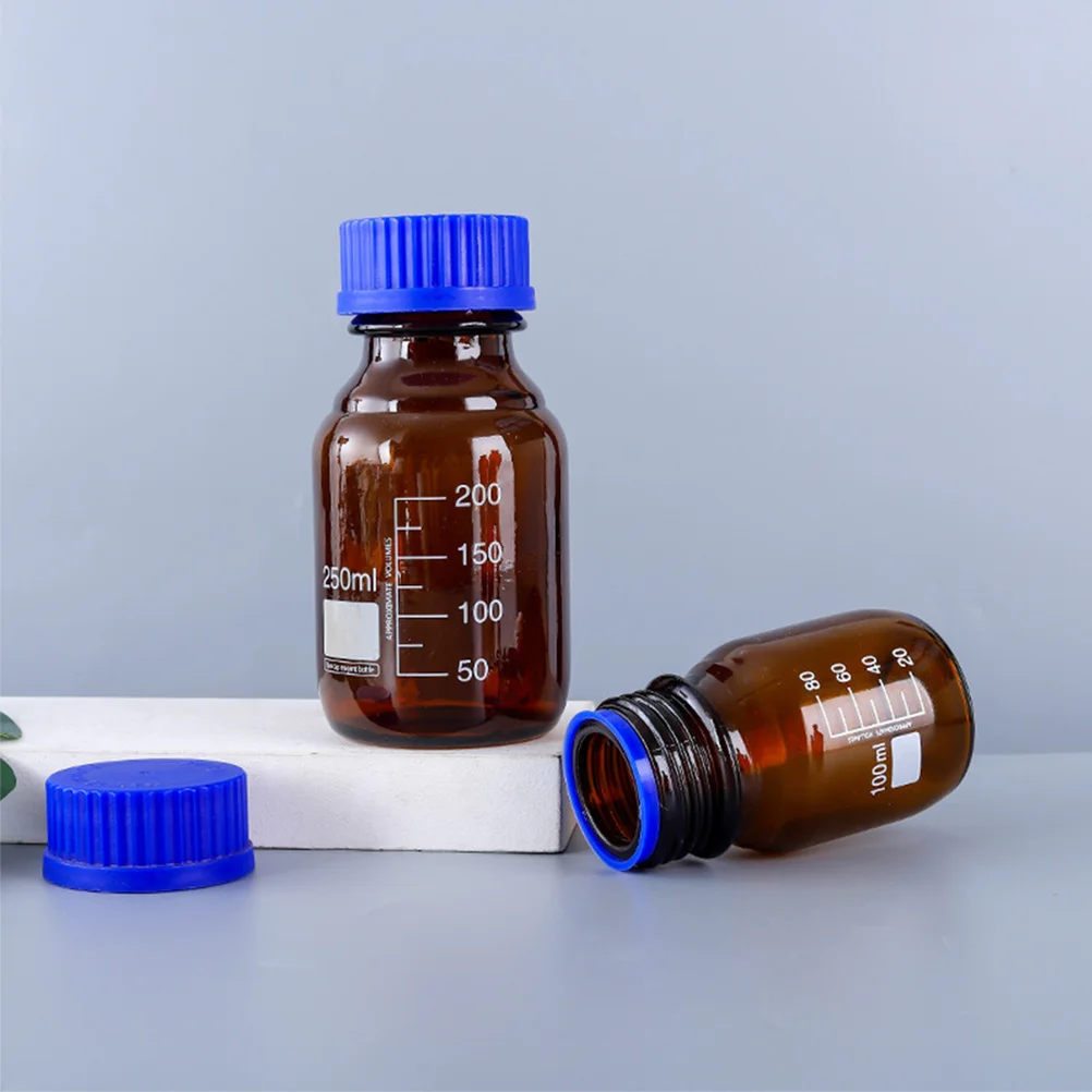 

3Pcs Reagent Bottles Glass Chemical Bottle 100ml Laboratory Sample Bottle Leakproof Sealing Storage Container Reagent Dispenser