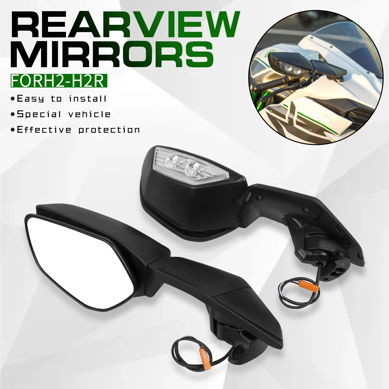 

Motorcycle Adjustable Rear View Mirror Rearview Side Mirrors For Kawasaki ZH2 Z H2 H2SX Ninja H2 R H2R SX SE 2020 2021 2022 2023