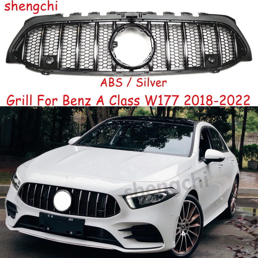 

W177 GT Honeycomb Silver Front Bumper Grille for Mercedes Benz A class W177 Pre-facelift A180 A200 A250 A35 Grills 2018-2022