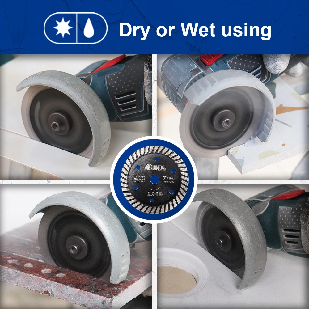 SHDIATOOL Dia75mm الماس المنشار بليد مجموعة 1/4 قطعة سيراميك الرخام ملموسة القرص القاطع صغير 3 بوصة الجرانيت التعميم القاطع لوحة