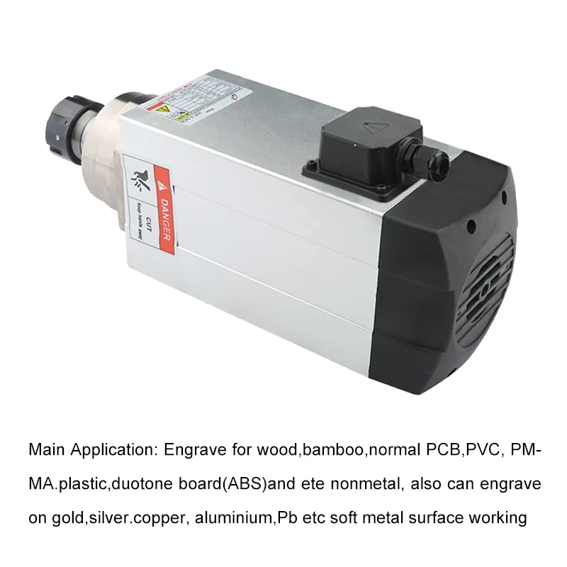 4.5kw ER32 محرك المغزل المبرد بالهواء 220 فولت/380 فولت مغزل مربع 4 محامل 18000 دورة في الدقيقة ، يستخدم لنقش آلة الطحن باستخدام الحاسب الآلي