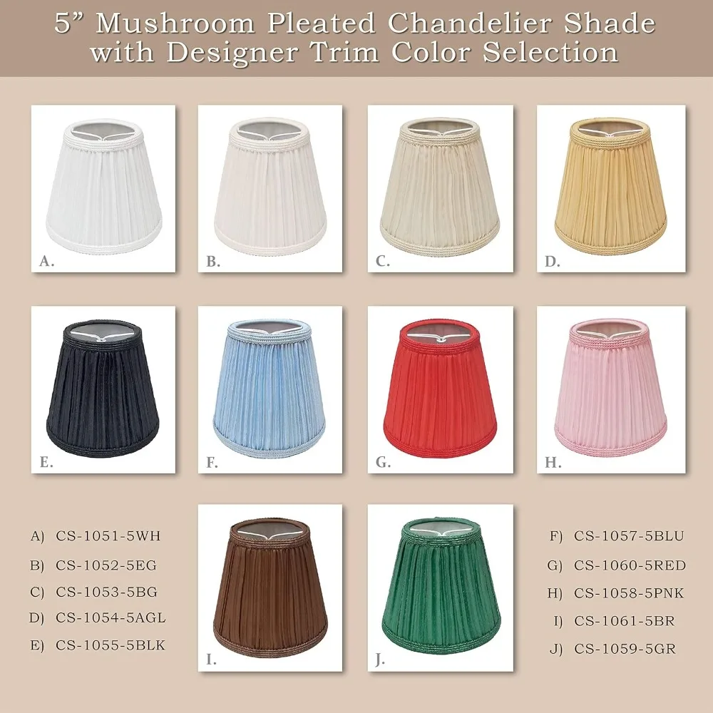 ظلال مصابيح الثريا الإمبراطورية ذات الطيات الفطر، 3 × 5 × 4.5 بوصة، لون قشر البيض، 6 عبوات، نمط المصمم #4