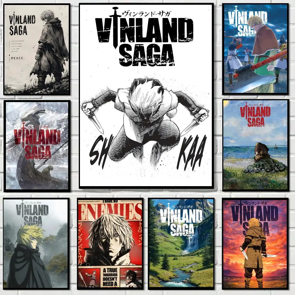 Vinland Saga anime wall art Poster Self-adhesive Advanced Aesthetic Printing Paper Wall Art for Living Room Home Decor