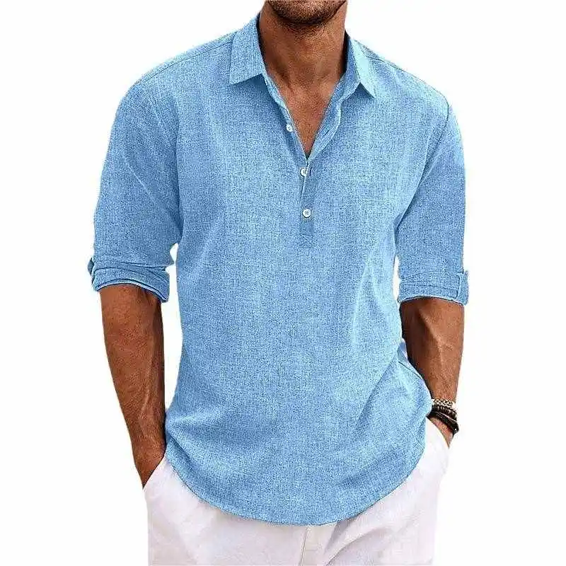 

Japanese Sle Loose Fit Long Sve Pure Color Linen irt Breathable Moisture ng Autumn Youth Faion Casual irt