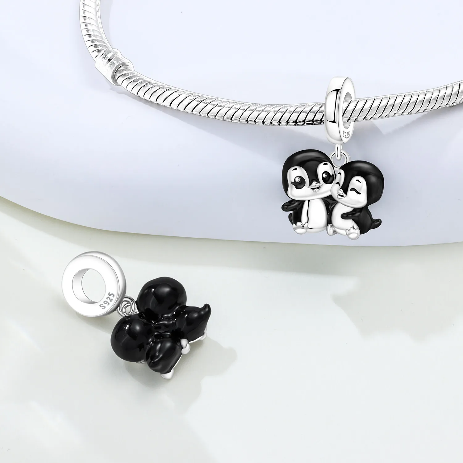 Original 925 Sterling Silver Cute Friendly Penguin Pendant Necklace Fine Animal Jewelry Perfect Birthday Party Gift for Women