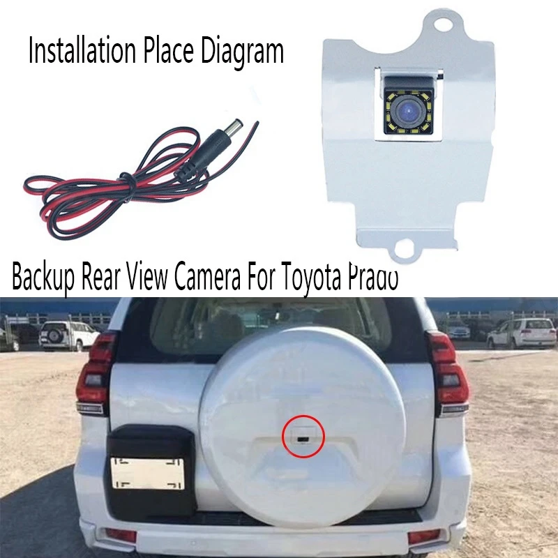 

Car Backup Rear View Camera Install In Spare Tire Cover 12 LED Night Vision Reversing Camera For Toyota Prado